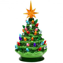Load image into Gallery viewer, 9.5" Prelit Hand-Painted Ceramic Battery Powered Christmas Tree