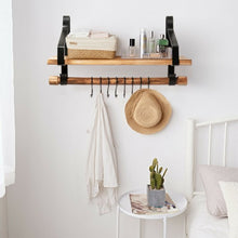 Load image into Gallery viewer, Wooden Wall-Mounted Floating Storage Shelf with Removable Towel Bar