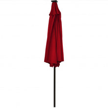 Load image into Gallery viewer, 9Ft Solar LED Market Umbrella with Aluminum Crank Tilt 16 Strip Lights-Wine