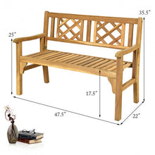 Load image into Gallery viewer, Patio Foldable Bench with Curved Backrest and Armrest