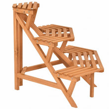 Load image into Gallery viewer, 3 Tiers Wooden Corner Plant Ladder Pot Holder Rack