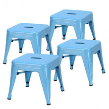Load image into Gallery viewer, Set of 4 Lightweight Stackable Metal Tolix Kids Stool-Blue
