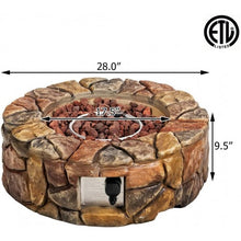 Load image into Gallery viewer, 28'' Propane Gas Fire Pit Outdoor 40 000 BTU Stone-Brown