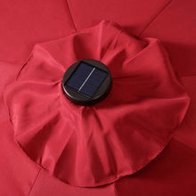 Load image into Gallery viewer, 9FT Patio Solar Umbrella LED Patio Market Steel Tilt W/ Crank Outdoor New-Burgundy