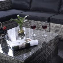 Load image into Gallery viewer, 6 pcs Gray Wicker Rattan Seat Cushioned Set