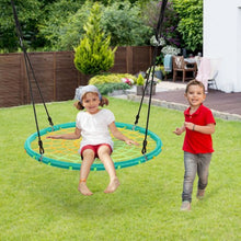 Load image into Gallery viewer, 40'' Spider Web Tree Swing Kids Outdoor Play Set with Adjustable Ropes-Green