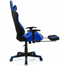 Load image into Gallery viewer, PU Leather Gaming Chair with USB Massage Lumbar Pillow and Footrest -Blue