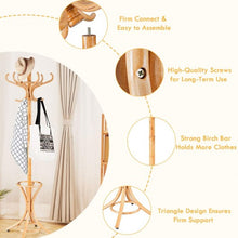 Load image into Gallery viewer, Wood Standing Hat Coat Rack with Umbrella Stand-Oak
