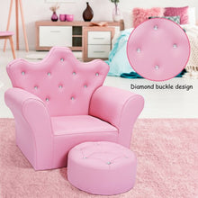 Load image into Gallery viewer, Pink Kids Sofa Armrest Couch with Ottoman