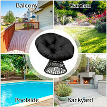 Load image into Gallery viewer, Rattan Papasan Chair Ergonomic 360-degree Swivel Soft Cushion Garden-Black