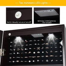 Load image into Gallery viewer, Lockable Mirrored Jewelry Cabinet with Stand and Led Lights-Brown