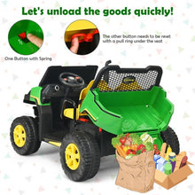 Load image into Gallery viewer, 12V Battery Powered Kids Ride On Dumpbed Truck RC-Green