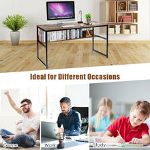 Load image into Gallery viewer, 55" Computer Desk Writing Table Workstation Home Office w/ Bookshelf-RB