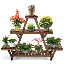 Load image into Gallery viewer, Wooden Plant Stand with Wheels Pots Holder Display Shelf