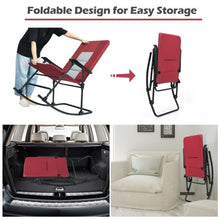 Load image into Gallery viewer, Foldable Rocking Padded Portable Camping Chair with Backrest and Armrest -Red