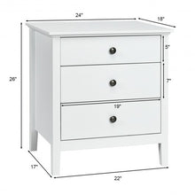 Load image into Gallery viewer, Nightstand Beside End Side Table Organizer with 3 Drawers-White
