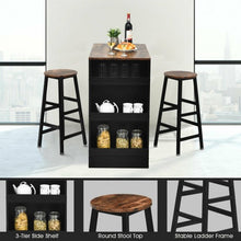 Load image into Gallery viewer, 3 Pieces Bar Table Set with Storage