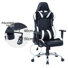 Load image into Gallery viewer, Black and White Gaming Chair with Head-Rest Pillow