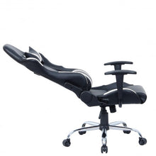 Load image into Gallery viewer, Black and White Gaming Chair with Head-Rest Pillow