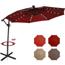 Load image into Gallery viewer, 10FT 360° Rotation Solar Powered LED Patio Offset Umbrella-Burgundy