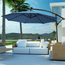 Load image into Gallery viewer, 10FT 360° Rotation Solar Powered LED Patio Offset Umbrella-Blue