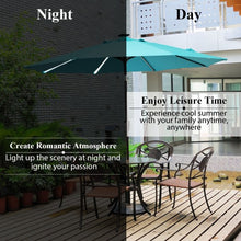 Load image into Gallery viewer, 9Ft Solar LED Market Umbrella with Aluminum Crank Tilt 16 Strip Lights-Turquoise