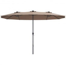 Load image into Gallery viewer, 15 Ft Patio LED Crank Solar Powered 36 Lights Umbrella-Tan