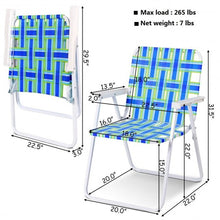Load image into Gallery viewer, 6 pcs Folding Beach Chair Camping Lawn Webbing Chair-Blue