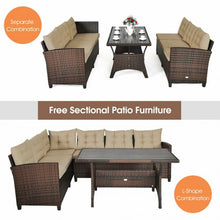 Load image into Gallery viewer, 3 Pcs Rattan Dining Set Patio Furniture Sofa with Cushions