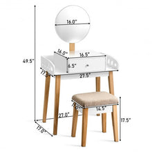 Load image into Gallery viewer, Wooden Makeup Dressing Mirror Table Set with Drawer