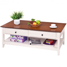 Load image into Gallery viewer, Rectangle Wood Coffee Table with Drawer & Storage Shelf