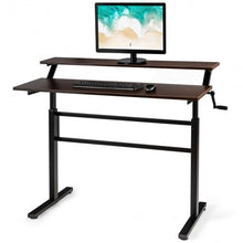 Load image into Gallery viewer, Standing Desk Crank Adjustable Sit to Stand Workstation -Brown