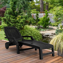 Load image into Gallery viewer, Adjustable Patio Sun Lounger with Weather Resistant Wheels-Black
