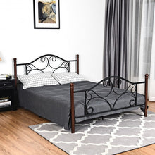 Load image into Gallery viewer, Queen Size Steel Bed Frame with Stable Platform and Metal Slats-Black