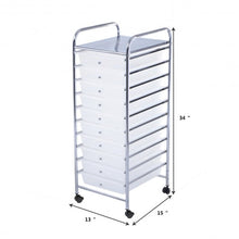 Load image into Gallery viewer, 10 Drawer Rolling Storage Cart Organizer-Clear