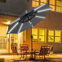 Load image into Gallery viewer, 9 Ft Patio Solar Powered Umbrella with LED Light-Gray