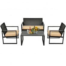 Load image into Gallery viewer, 4 Pcs Patio Rattan Furniture Set Cushioned Sofa Coffee Table Garden Deck