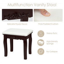 Load image into Gallery viewer, Touch Switch Makeup Dressing Vanity Table Set with 10 Light Bulbs-Coffee