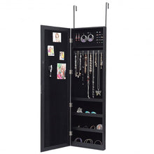 Load image into Gallery viewer, Wall Door Mounted Magnetic Mirrored Jewelry Cabinet-Black