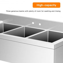 Load image into Gallery viewer, 3-Compartment Stainless Steel Kitchen Commercial Sink