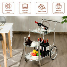 Load image into Gallery viewer, Kitchen Glass Shelves Metal Frame Serving Rolling Cart