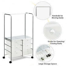 Load image into Gallery viewer, 6 Drawer Rolling Storage Cart with Hanging Bar -Clear