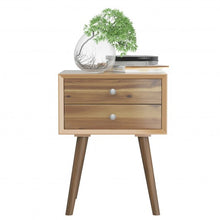 Load image into Gallery viewer, Wooden Nightstand Mid-Century End Side Table with 2 Storage Drawers-Natural