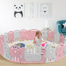 Load image into Gallery viewer, 20-Panel Playpen with Music Box & Basketball Hoop-Pink