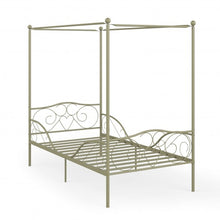 Load image into Gallery viewer, Twin Size Metal Canopy Bed Frame 4 Poster Steel Slats Headboard Footboard-Golden