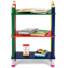 Load image into Gallery viewer, 3 Tiers Kids Bookshelf Crayon Themed Shelves Storage Bookcase