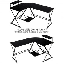 Load image into Gallery viewer, L-Shaped Desk Reversible Corner Computer Desk with Movable Shelf & CPU Stand