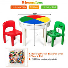 Load image into Gallery viewer, 3-in-1 Kids Activity Table and 2 Chairs Set Includes 300 Bricks