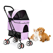 Load image into Gallery viewer, Pet Foldable Cage Stroller For Cat And Dog-Pink