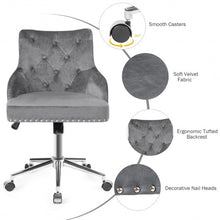 Load image into Gallery viewer, Tufted Upholstered Swivel Computer Desk Chair with Nailed Tri-Gray